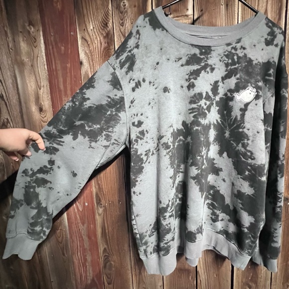 Pusheen Black & Gray Spooky Stormy Tie Dye Fleece Lined Pullover Sweatshirt XL - Picture 6 of 9
